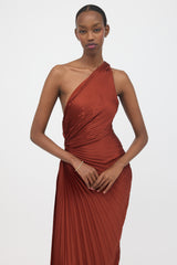 A.L.C. Satin Pleated One Shoulder Dress
