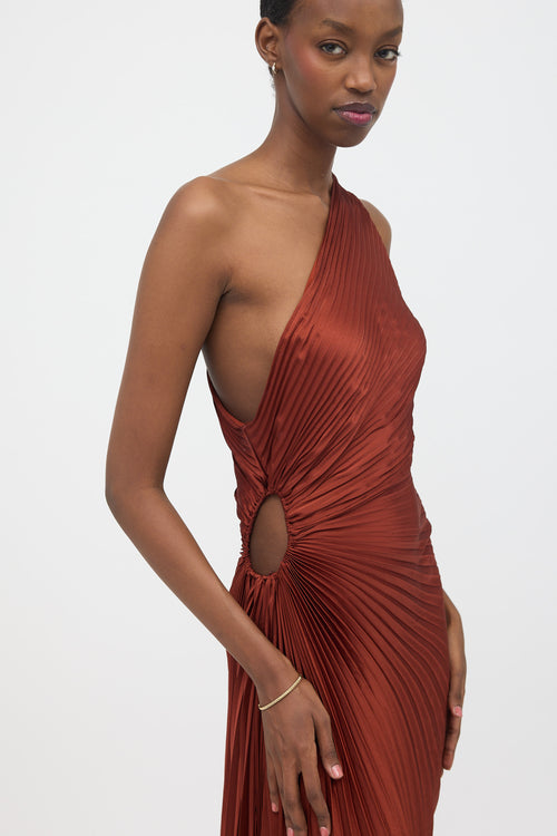 A.L.C. Satin Pleated One Shoulder Dress