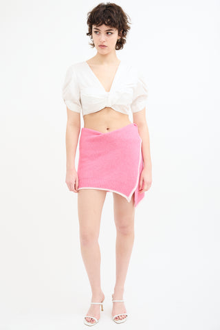 A.L.C. White Gathered V-Neck Crop Top