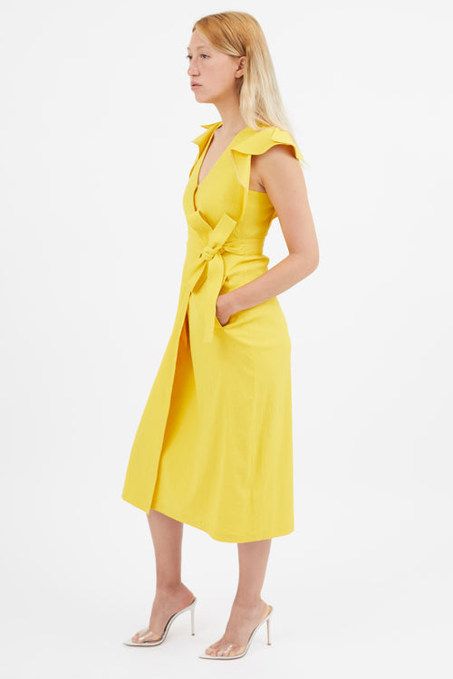 A.L.C. Yellow Linen Walker Wrap Dress
