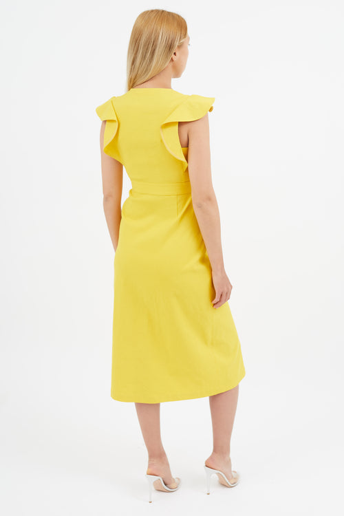 A.L.C. Yellow Linen Walker Wrap Dress