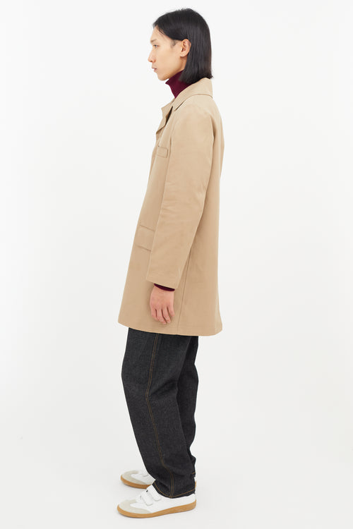 A.P.C. Beige Waxed Cotton Trench Coat