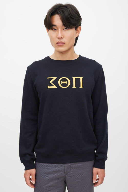 A.P.C. Black & Yellow Collegiate Greek Logo Sweatshirt