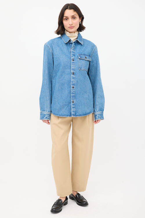 A.P.C. Medium Wash Denim One Pocket Shirt