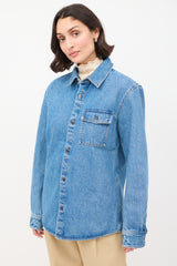 A.P.C. Medium Wash Denim One Pocket Shirt