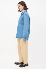 A.P.C. Medium Wash Denim One Pocket Shirt