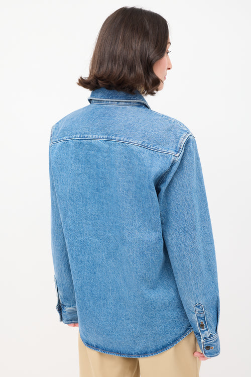 A.P.C. Medium Wash Denim One Pocket Shirt