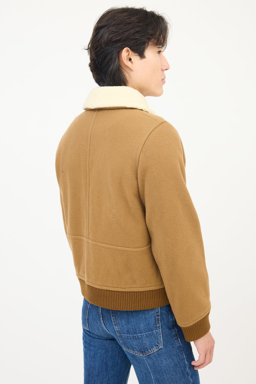 A.P.C. Brown Wool Sherpa Collar Aviator Jacket