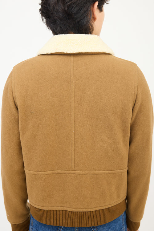 A.P.C. Brown Wool Sherpa Collar Aviator Jacket