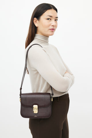 A.P.C. Brown Embossed Leather Grace Bag