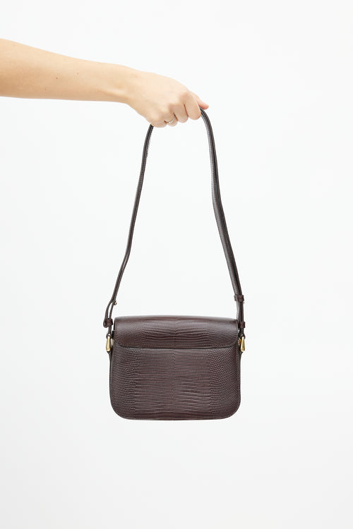 A.P.C. Brown Embossed Leather Grace Bag