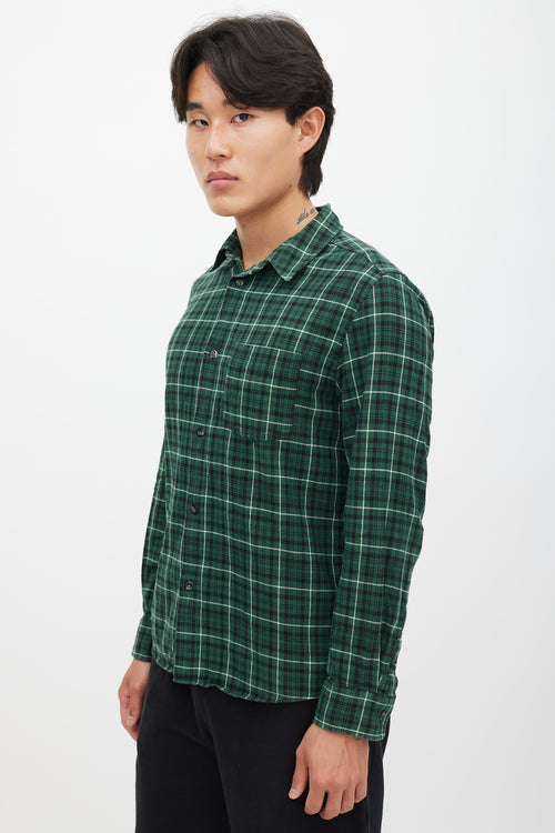 A.P.C. Green & Black Plaid Shirt
