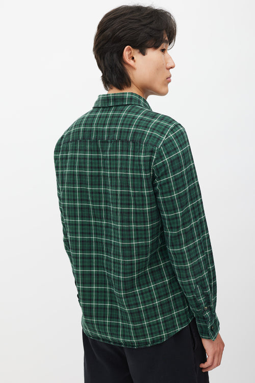 A.P.C. Green & Black Plaid Shirt