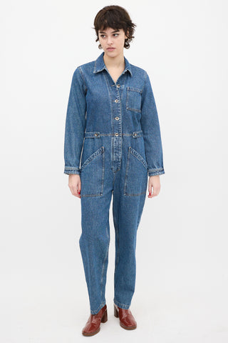 A.P.C. Medium Wash Denim Claire Jumpsuit