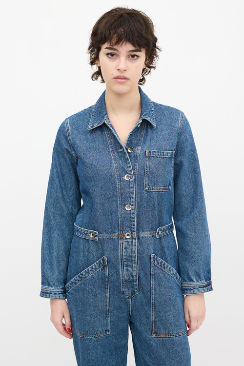 A.P.C. Medium Wash Denim Claire Jumpsuit