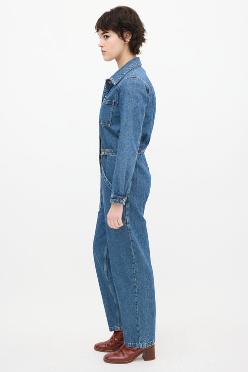 A.P.C. Medium Wash Denim Claire Jumpsuit