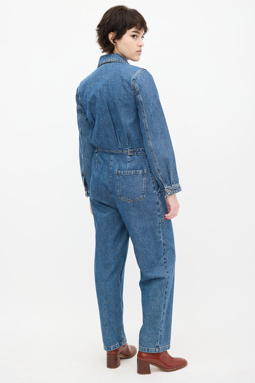 A.P.C. Medium Wash Denim Claire Jumpsuit