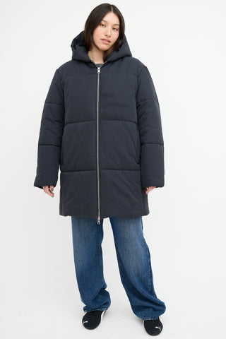 A.P.C. Navy Mid Length Puffer Coat