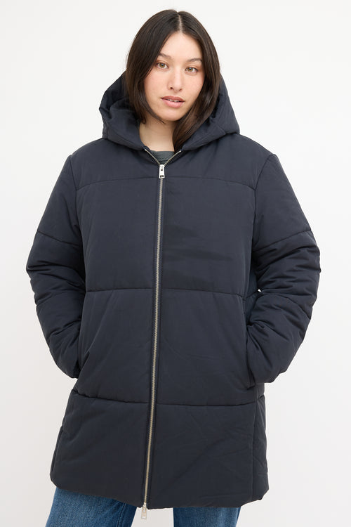 A.P.C. Navy Mid Length Puffer Coat