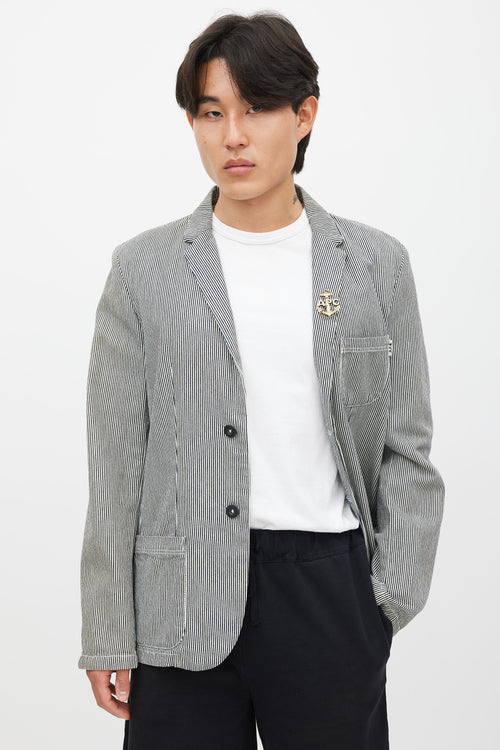 A.P.C. X Carhartt White & Black Striped Blazer