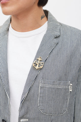 A.P.C. X Carhartt White & Black Striped Blazer
