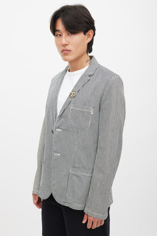 A.P.C. X Carhartt White & Black Striped Blazer