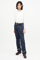 A.P.C. x Sacai Blue & Green Nylon Denim Jeans