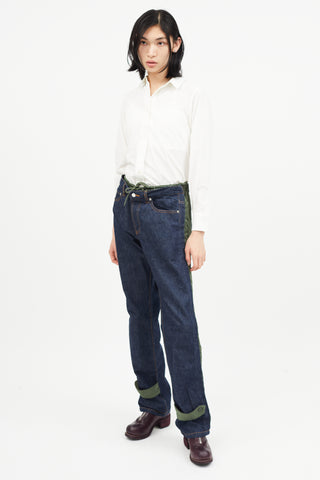 A.P.C. x Sacai Blue & Green Nylon Denim Jeans