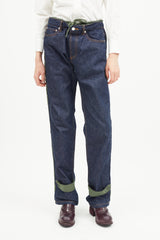 A.P.C. x Sacai Blue & Green Nylon Denim Jeans