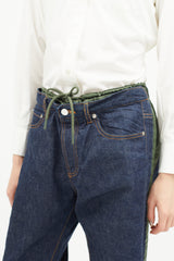 A.P.C. x Sacai Blue & Green Nylon Denim Jeans