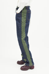 A.P.C. x Sacai Blue & Green Nylon Denim Jeans