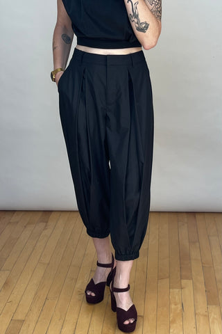 Black Cropped Balloon Trousers