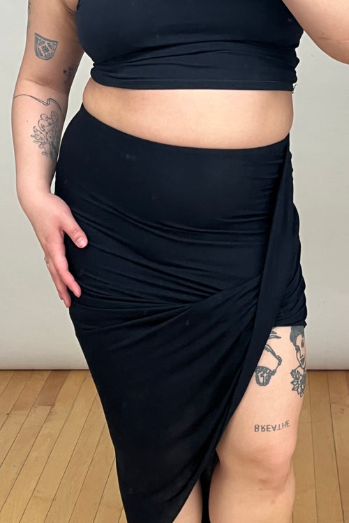 Black Asymmetrical Drape Skirt