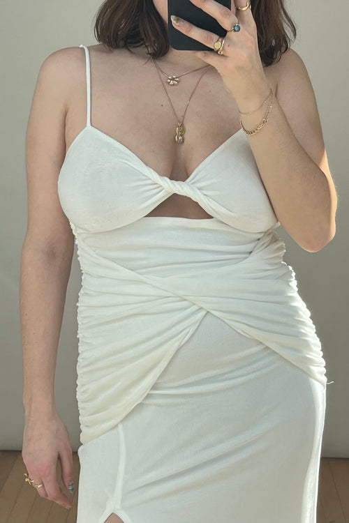 White Naomi Ruched Dress