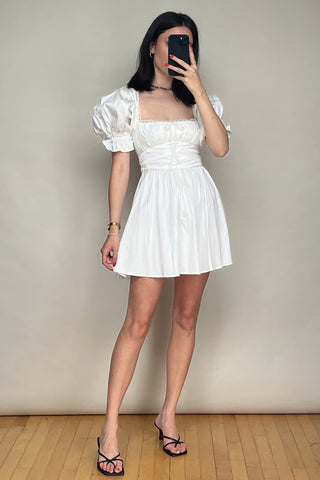 White Jackson Puff Sleeve Mini Dress