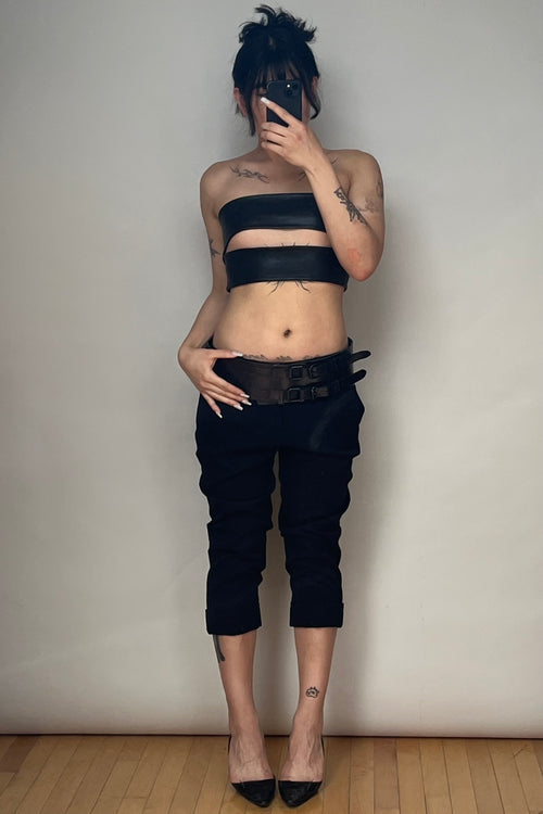 Black Cropped Pleated Trouser