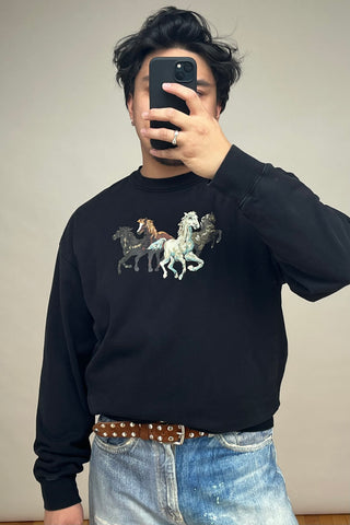 Black & Multicolour Graphic Crewneck Sweater