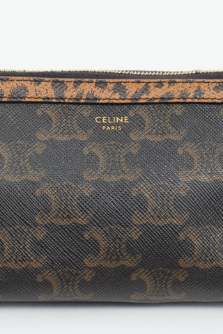 Celine Triomphe Canvas & Leather Chain Clutch