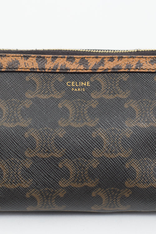 Celine Triomphe Canvas & Leather Chain Clutch