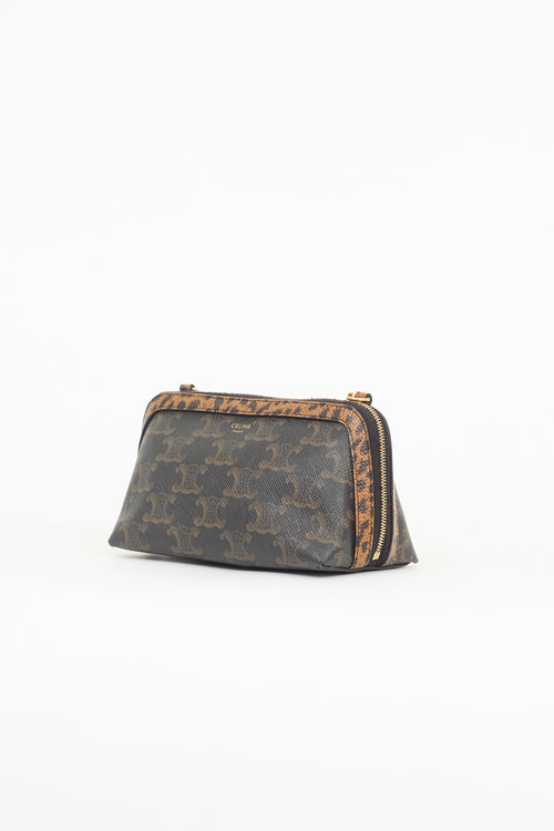 Celine Triomphe Canvas & Leather Chain Clutch