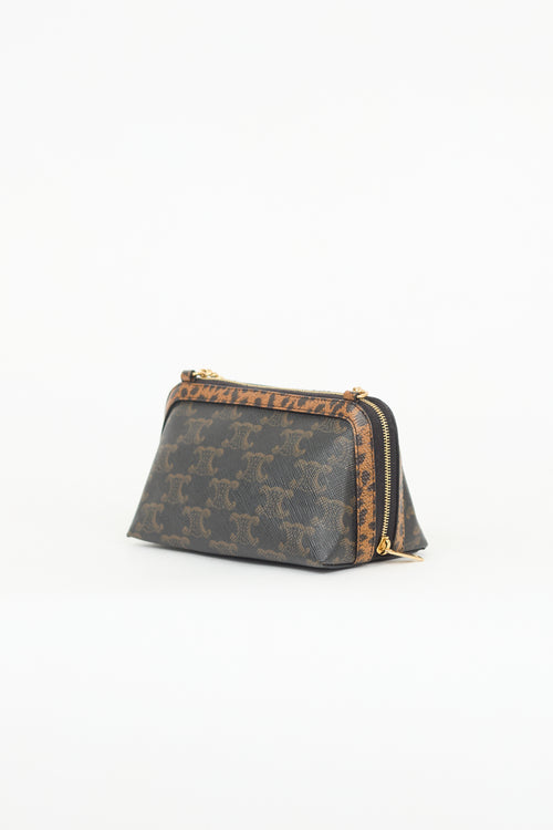 Celine Triomphe Canvas & Leather Chain Clutch