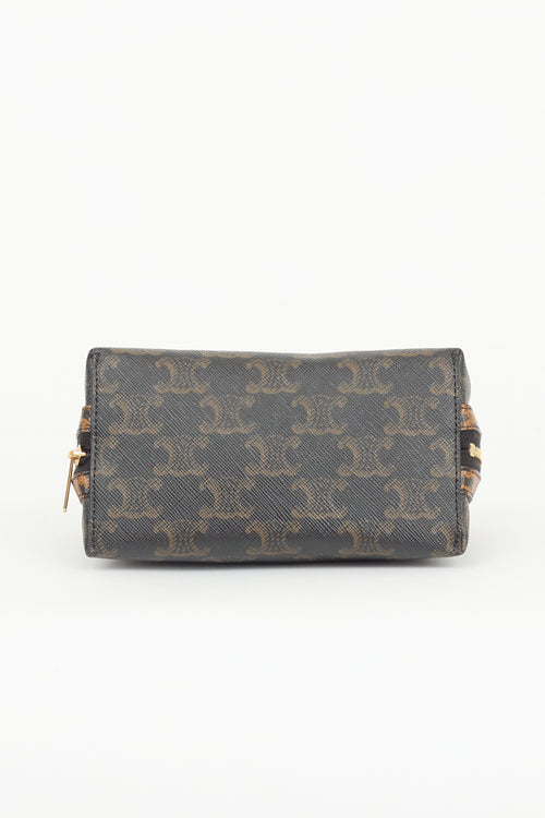 Celine Triomphe Canvas & Leather Chain Clutch