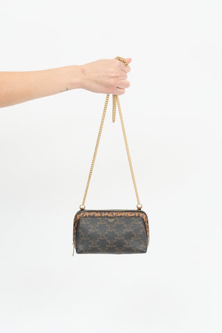 Celine Triomphe Canvas & Leather Chain Clutch