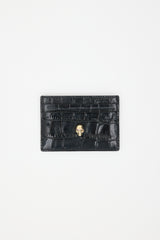 McQueen Embossed Leather Skull Card Holder