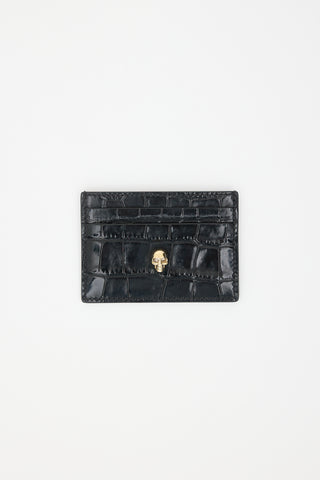 McQueen Embossed Leather Skull Card Holder