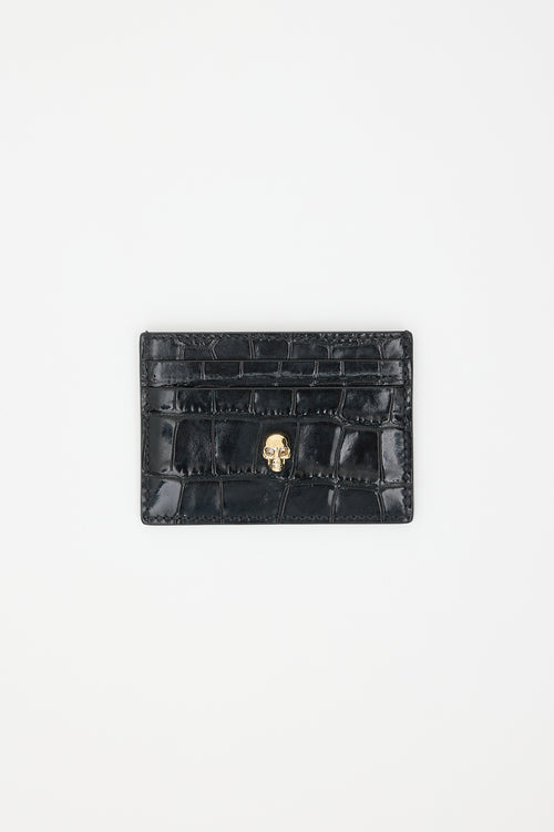 McQueen Embossed Leather Skull Card Holder