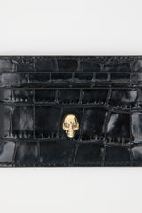 McQueen Embossed Leather Skull Card Holder