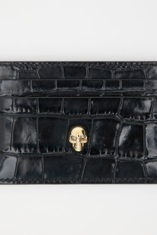 McQueen Embossed Leather Skull Card Holder
