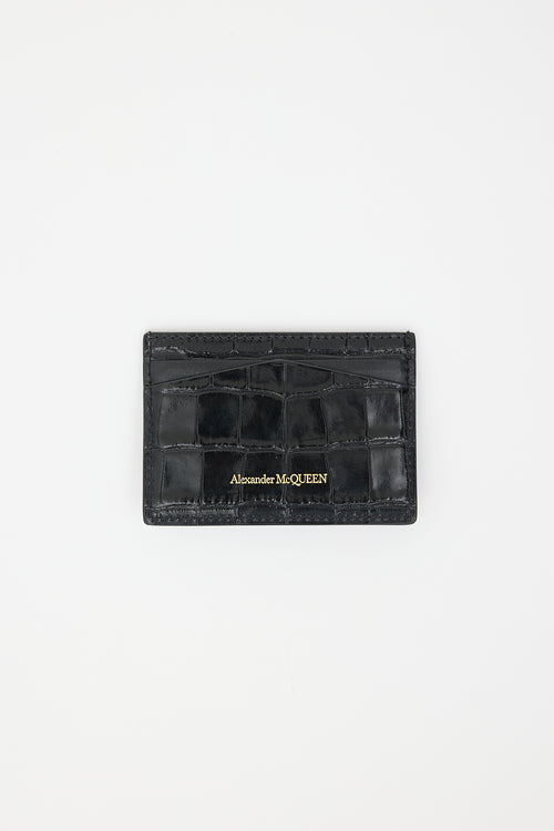 McQueen Embossed Leather Skull Card Holder