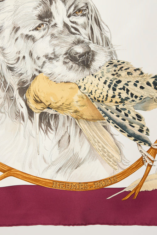 Hermès Silk Chiens Au Rapport Carré 90 Scarf